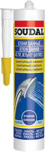 Герметик SOUDAL силікон санітарний білийфото