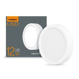 Світильник LED накладний круглий VIDEX 12W 5000K 220V (VL-DLRS-125)фото