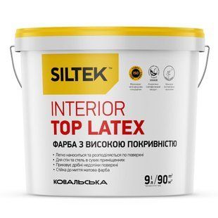 Фарба стійка до миття Siltek Interior Top Latex База А Інтерʼєр тара 0,9 лфото